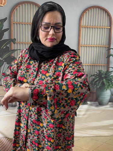 شومیزمانتویی نخی گل گلی سایزبزرگ از48تا54 مدل 1