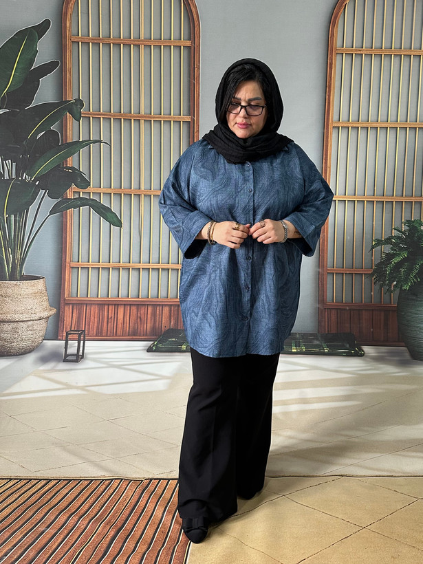شومیزمانتویی ابرنگی نخی سایزبزرگ از۴۸تا۵۸