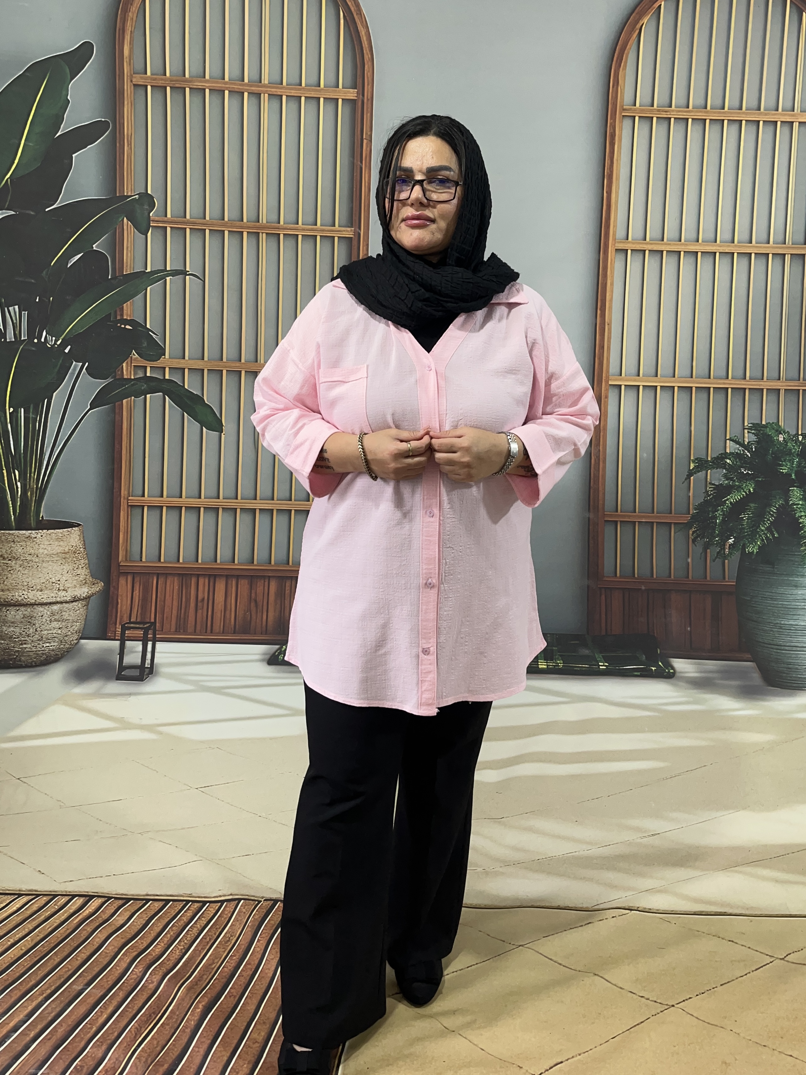 شومیزمانتویی نخی بدون مواد سایزبزرگ از۴۸تا۵۸